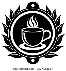 A modern coffee break symbol vector design, perfect for coffee lovers. This stylish illustration features a coffee cup and steam icon, ideal for web, print, and product designs.