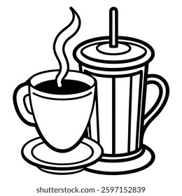 A modern coffee break symbol vector design, perfect for coffee lovers. This stylish illustration features a coffee cup and steam icon, ideal for web, print, and product designs.