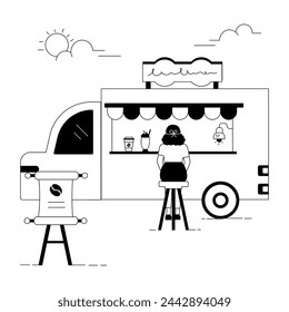 Ilustraciones lineales modernas del café del café