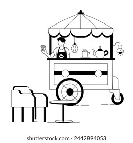 Ilustraciones lineales modernas del café del café