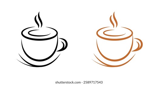 Modern Coffee Cup Design for Social Media,Stylish Hot Beverage Illustration ,Cafe Branding Coffee Shop Marketing Banner, Minimalist Espresso Cup Vector and Warm Drink Template