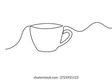 Ícone de xícara de café moderno em estilo de desenho contínuo de uma linha para design de marca minimalista
