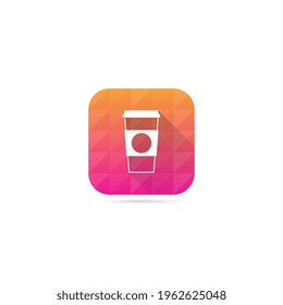 Modern Coffee Cup Icon With Long Shadow