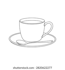 Modern Coffee Cup Saucer Line Illustration