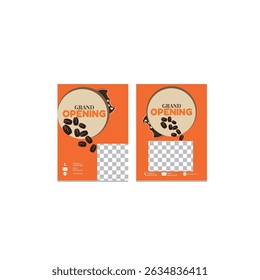 Design moderno de panfleto de café com tons quentes, perfeito para cafés, cafés e promoções. Layout editável, pronto para impressão ou uso digital