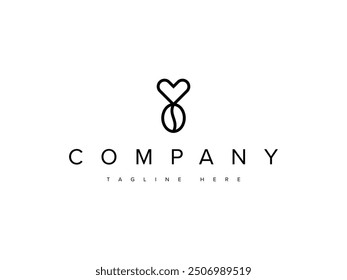 Modern Coffee and Heart Logo Design