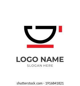 modern coffee logo concept flat black and red color style