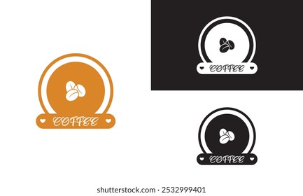 A modern coffee logo features beans centered within a circle, symbolizing unity and richness. This design is perfect for a contemporary, inviting coffee brand.