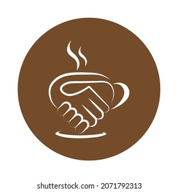 Modern Coffee Logo With A Symbol Of Friendship Or Brotherhood