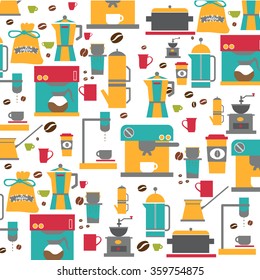 Modern coffee machine background in flat design style , vector illustration