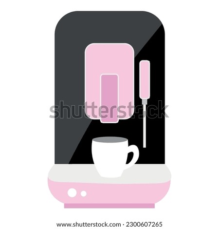 Modern coffee machine with cup on white background