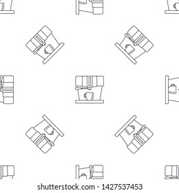Modern coffee machine pattern seamless vector repeat geometric for any web design