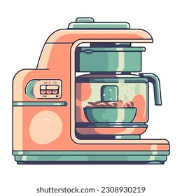 Modermoderne Kaffeemaschine verbindet Koffeinsymbol einzeln