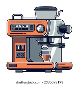 Modern coffee maker equipment over white