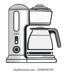 Cafetera moderna sobre blanco