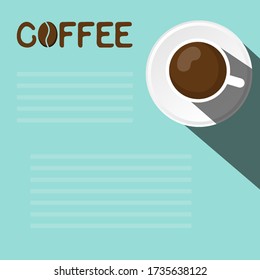 Moderna plantilla de diseño de menú de café. estética de beber café. lugar para el café con letras de texto. taza de café negro. ilustración vectorial de estilo de fallo