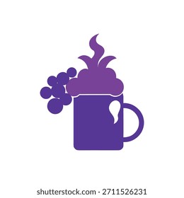 uma caneca de café moderna transbordando de uva