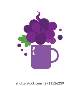 uma caneca de café moderna transbordando de uva