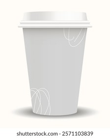 Modern coffee paper cup illustration featuring creative designs, sleek patterns, and vibrant colors. Perfect for branding, coffee promotions, and stylish packaging concepts.