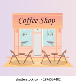 Modern coffee shop with furniture