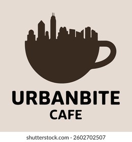 Modern Coffee Shop Logo with Urban Skyline Aesthetic