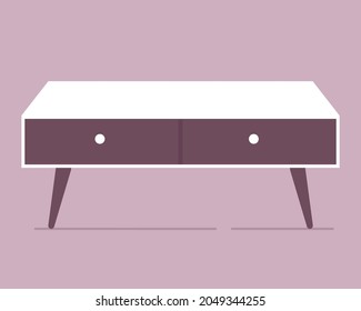 Mesa de café moderna de fondo rosa. Imagen aislada. Ilustración del vector