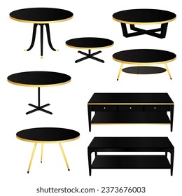 modern coffee table vector. Coffee table isolated on white background. vector elements set. 