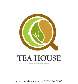 Modern coffee and tea cup logotype. Vector template logo design. Business concept icon.