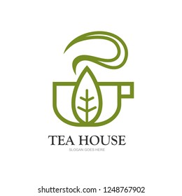 Modern coffee and tea cup logotype. Vector template logo design. Business concept icon.