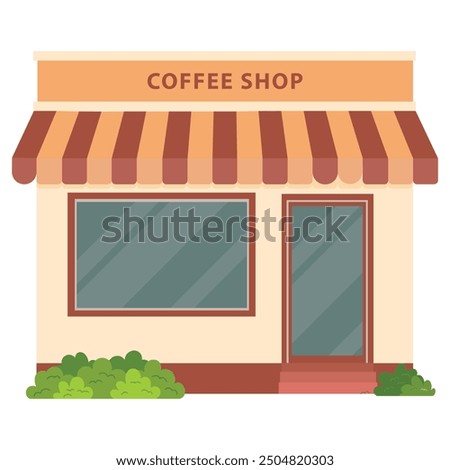 Modern coffeehouse exterior. Cozy coffee shop facade.Traditional popular place to meet, drink and eat.Flat style vector illustration isolated on white