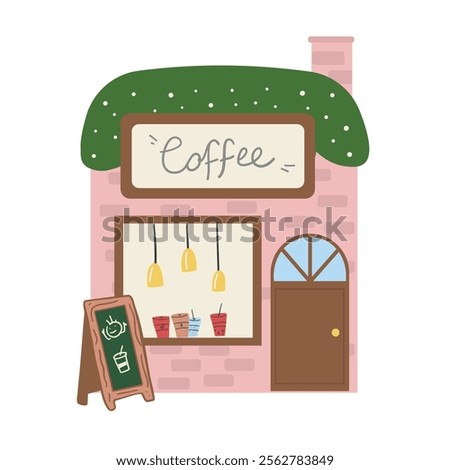 Modern coffeehouse exterior. Cozy coffee shop facade.Traditional popular place to meet, drink and eat.Flat style vector illustration isolated on white