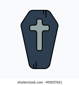 Modern coffin vector icon. Halloween.