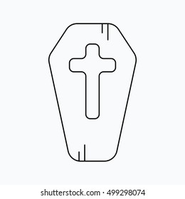 Modern coffin vector icon. Halloween.