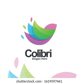 modern colibri bird logo vector