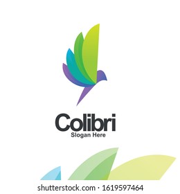 modern colibri bird logo vector