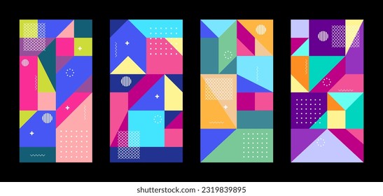 Modern Collage Art Background with Bright Geometric Pattern Pieces