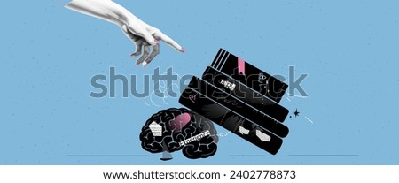 A modern collage with different textures. Concept metaphor on the theme of craving for knowledge and books. Vector illustration with newspaper clippings 