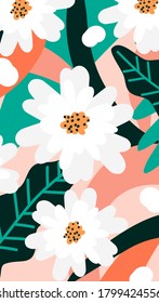 Modern collage floral pattern. Poster, postcard, label for printing. Abstract flora background. Summer sale discount design background. Social Media Template. 
