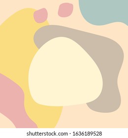 Modern collage of organic shapes. Square abstract background. Pastel vector illustration.
