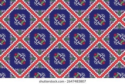 Coleção moderna de 10 azulejos de flores Azulejo. Padrões coloridos sem emenda no estilo azulejo. Azulejo coleção oriental texturas sem costura. Portugal espanhol cerâmica. Vetor