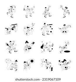 Modern Collection of 16 Scientists Hand Drawn Illustrations 

