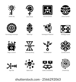 Modern Collection of Astromancy Glyph Icons 

