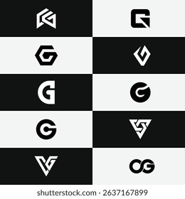 A modern collection of CG and GC initial abstract logo designs for creative branding. Perfect for professional identity, minimalist style, and corporate visual assets.


