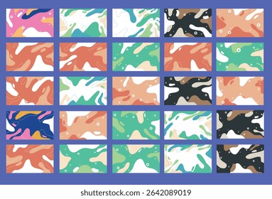 A modern collection of colorful abstract backgrounds with smooth shapes and vibrant compositions for design versatility