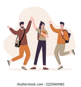 Modern collection of happy college students. Illustrations for websites, landing pages, mobile apps, posters and banners. Trendy flat vector illustration