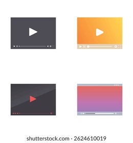 Modern collection of play button interfaces, perfect for multimedia applications