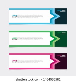 Modern Collection style of web banner template - Abstract geometric web design banner template isolated on dark grey background with EPS 10