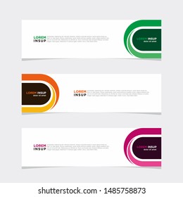 Modern Collection style of web banner template - Abstract geometric web design banner template isolated on dark grey background with 3 color variations