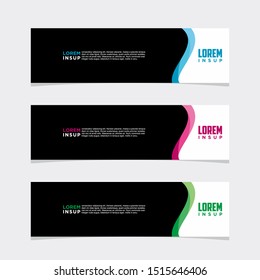 Modern Collection style of web banner template - Abstract geometric web design banner template isolated on dark grey background
