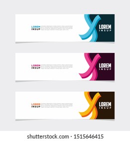 Modern Collection style of web banner template - Abstract geometric web design banner template isolated on dark grey background